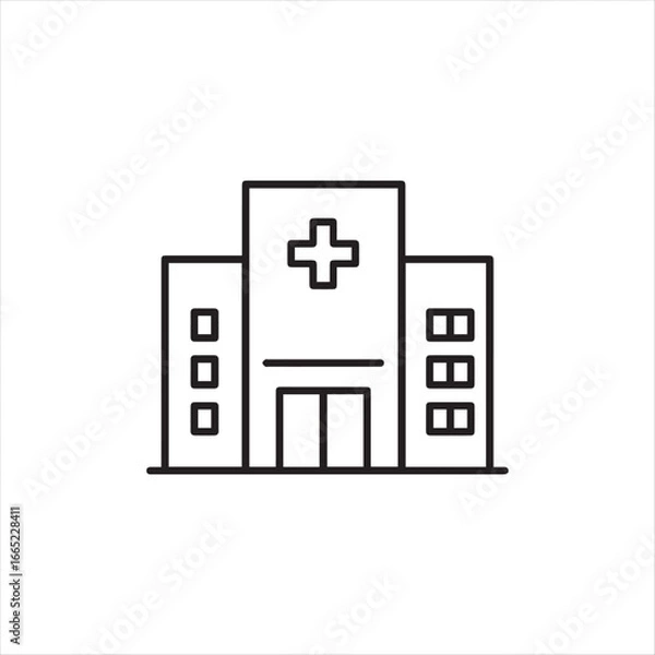 Fototapeta Sleek Hospital Icon Depicting Healthcare Facility, Medical Service, and Building, Suitable for UI Design, Web Design and Related Projects