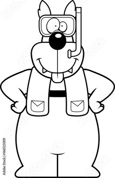 Fototapeta Cartoon Wolf Snorkeling