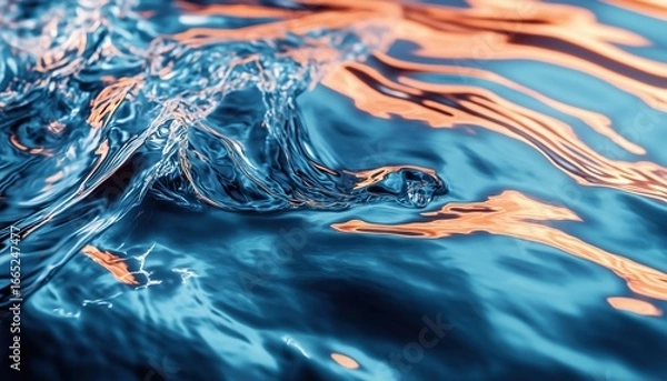 Fototapeta Purified Water In Abstract Form: A Refreshing And Hydrating Solution For All Your Thirst Needs With Added Fulvic Acids For Enhanced Benefits