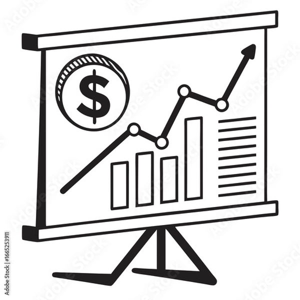 Obraz Successful financial growth concept shown by a business graph with a dollar sign