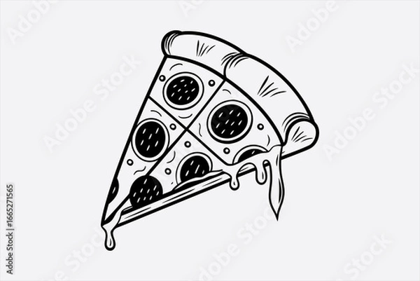 Obraz Pepperoni Pizza Slice Illustration