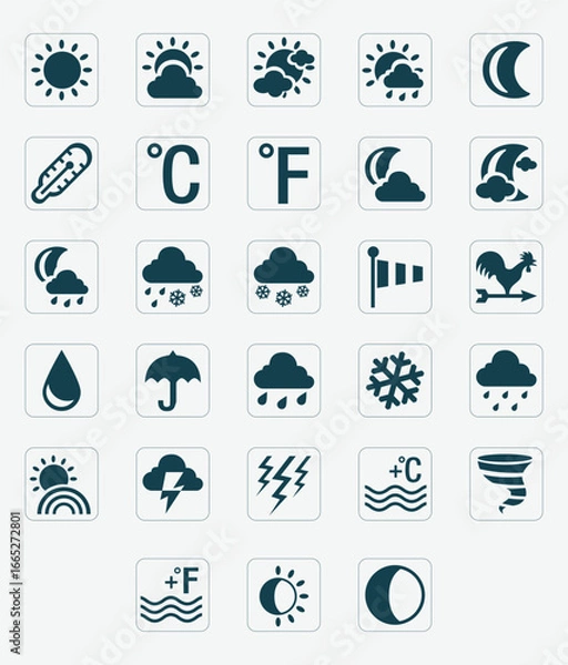 Fototapeta Massive Multipurpose Vector Icon Bundle – Business, Finance, Medical, Technology, Communication, Transport, Sports, Food, Weather, Commerce and User Interface Icons Set