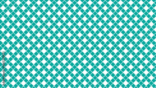 Fototapeta Teal & White Diamond Check Pattern