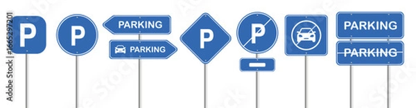 Fototapeta Parking icons set. Parking permit and prohibition. Vector EPS 10