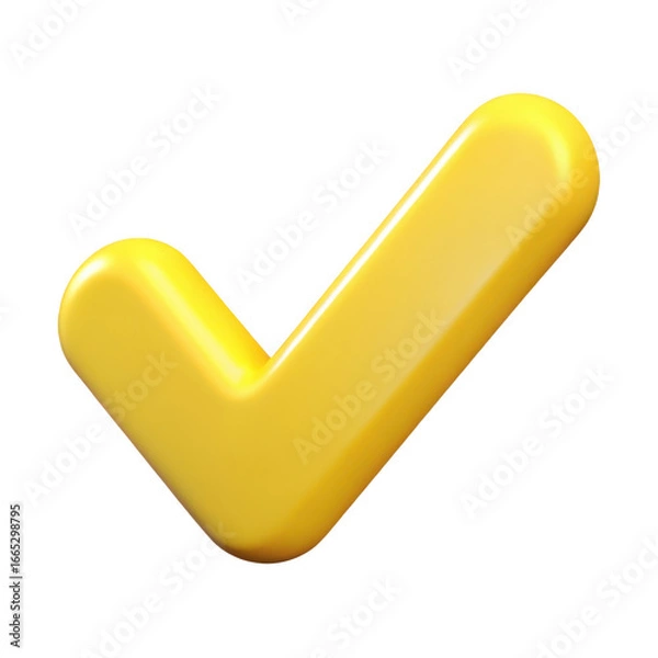 Fototapeta 3d yellow check mark isolated on transparent background