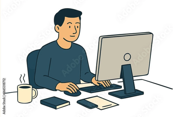 Fototapeta businessman working on laptop, man working on laptop, man with laptop