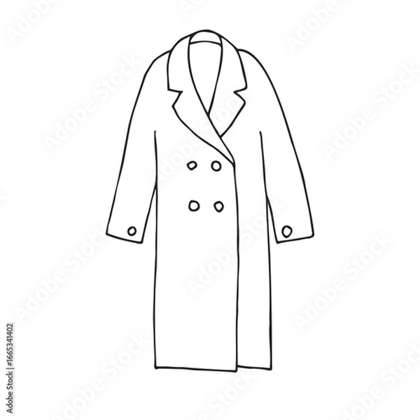 Obraz Vector hand drawn sketch doodle outline coat isolated on white background