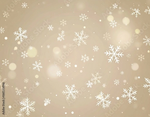 Obraz Festive, light beige background with scattered snowflakes and bokeh
