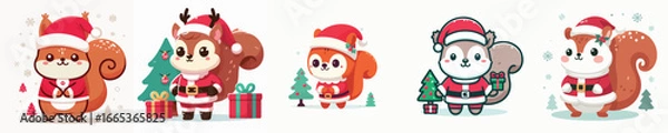 Fototapeta cute squirrel vector christmas costume