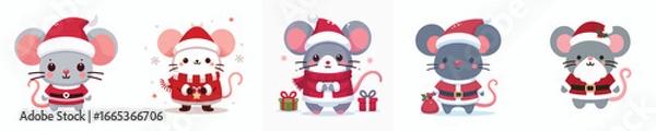 Obraz cute mouse vector christmas costume