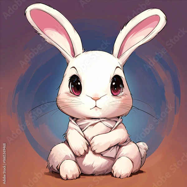Obraz Anime. White bunny close-up