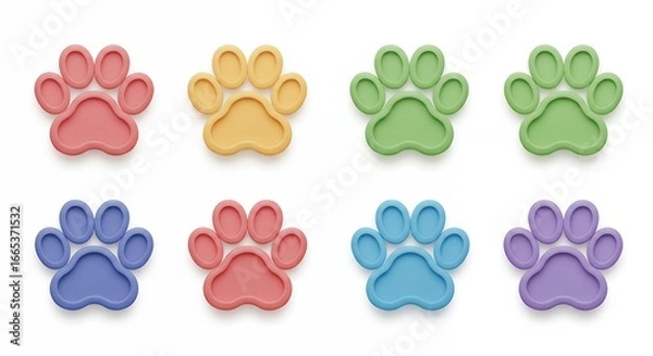 Obraz Colorful pastel paw print icons