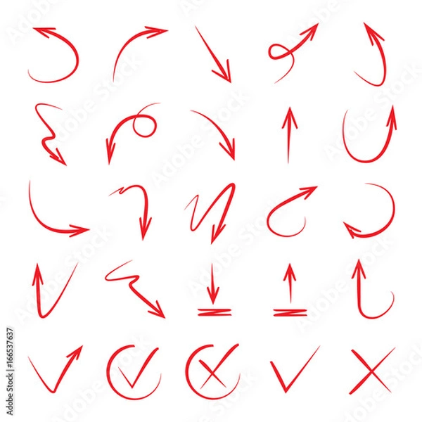 Obraz red hand drawn arrows and ticks
