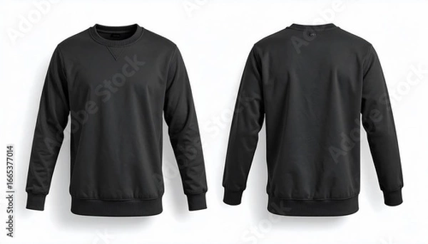 Obraz Front and back view of a black sweatshirt mockup