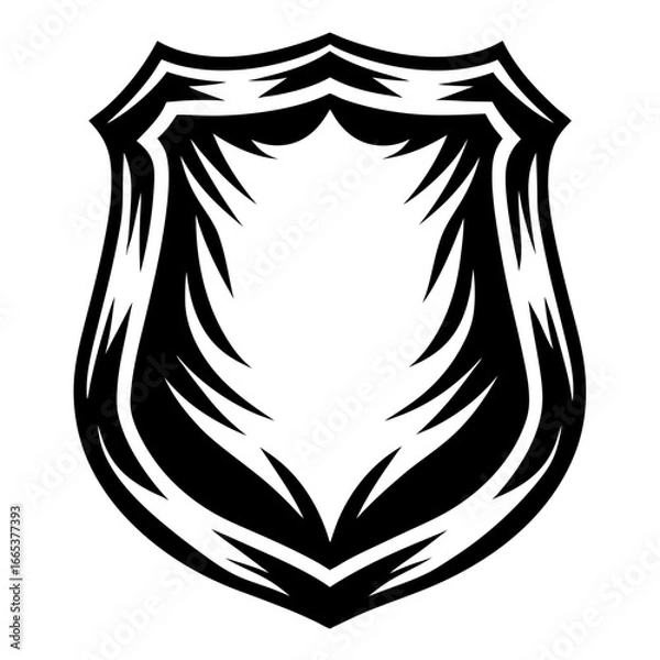 Obraz Abstract Tribal Shield Graphic Design with Bold Black and White Elements