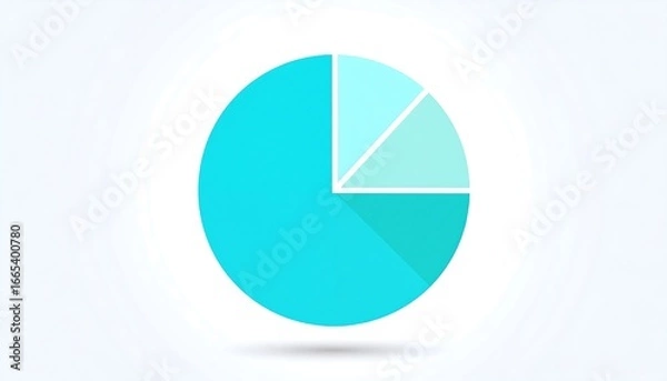 Obraz Light teal pie chart on a light background