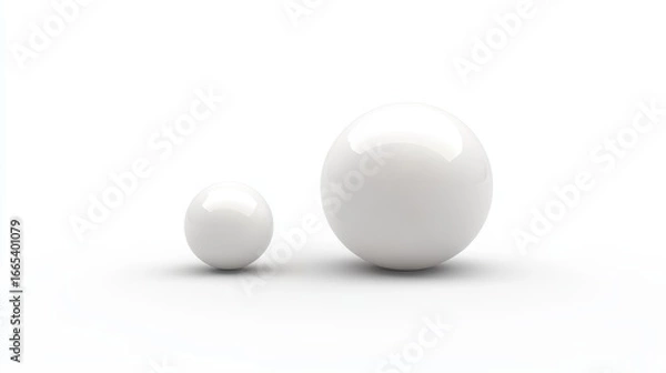 Fototapeta A simple, white studio scene with a half-sphere and small ball for showcasing products.  Perfect for presentations.

