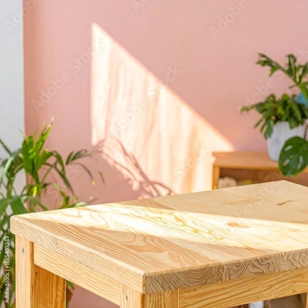 Obraz Light-filled room, wooden table