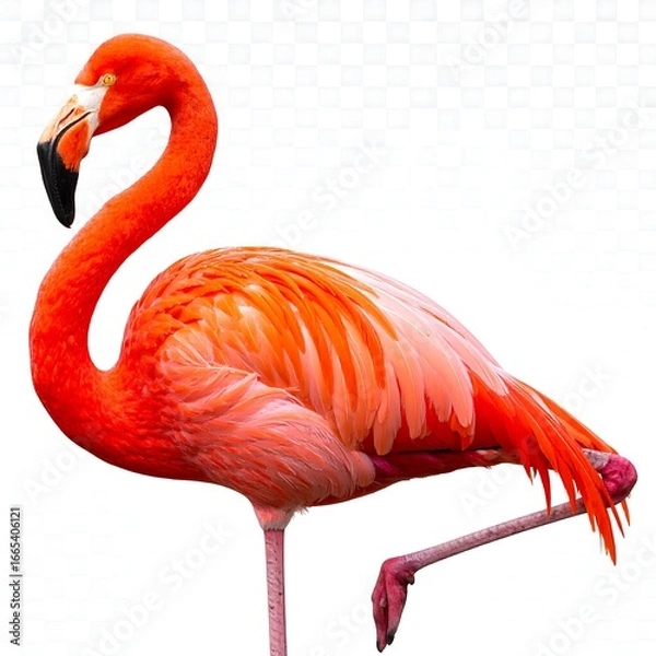 Obraz Vibrant flamingo profile against white