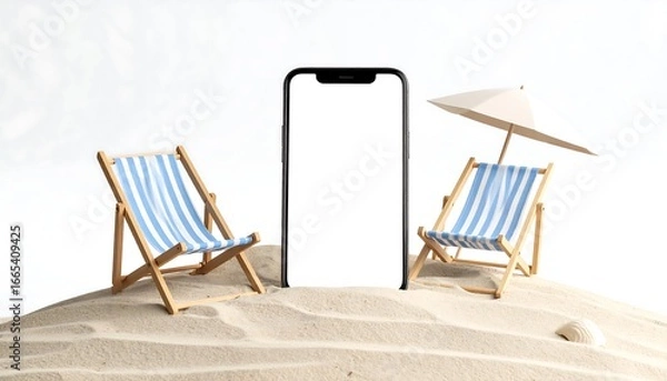 Obraz Smartphone mockup on a beach scene