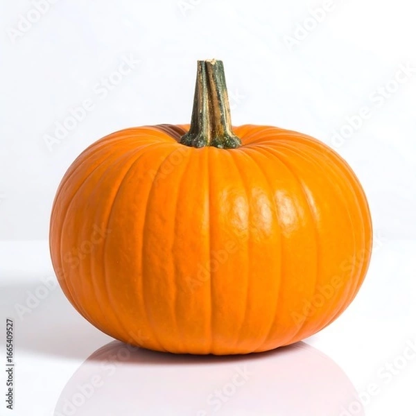 Obraz Single orange pumpkin on white background
