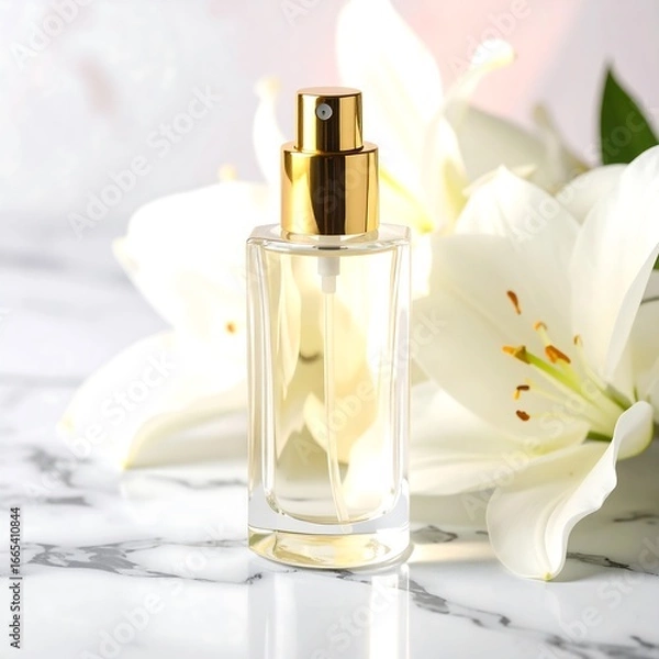 Obraz Perfume bottle with lilies