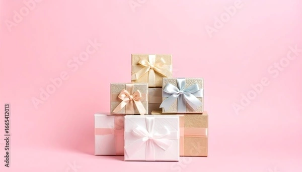 Obraz Stacked gift boxes in pastel colors