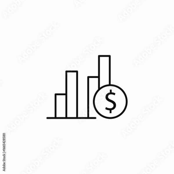 Obraz financial bar chart statistics icon sign vector