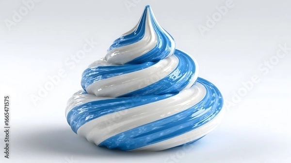 Fototapeta A swirl of blue and white glossy material resembling soft serve ice cream.