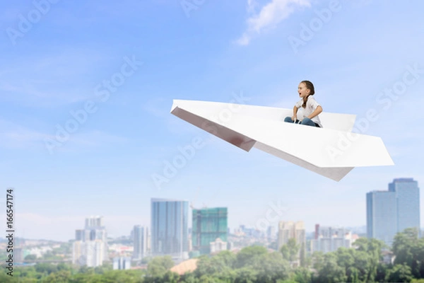 Fototapeta Dreaming to become pilot. Mixed media