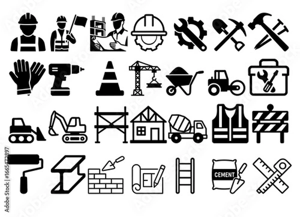 Fototapeta  Construction icon set flat vector 
