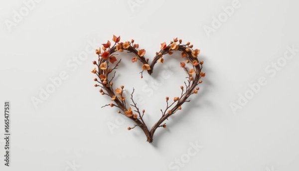 Fototapeta Floral Heart Wreath on White