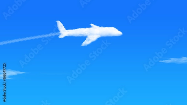 Obraz 快晴の空に浮かぶ雲  飛行機
