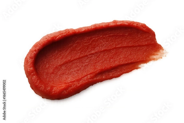 Fototapeta Crimson ketchup smearing across transparent surface, revealing rich color and dynamic sauce texture