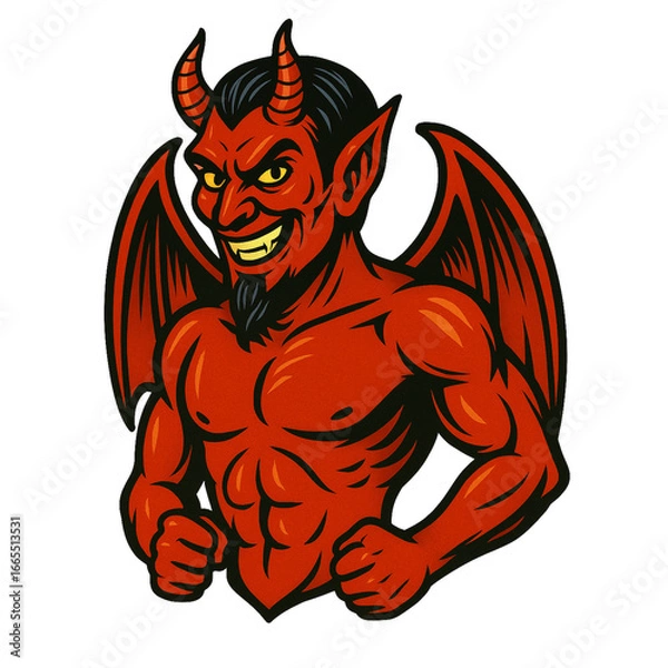 Obraz 赤い男の悪魔のビンテージ風素材