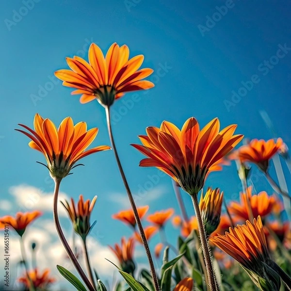 Obraz orange flower on blue sky background