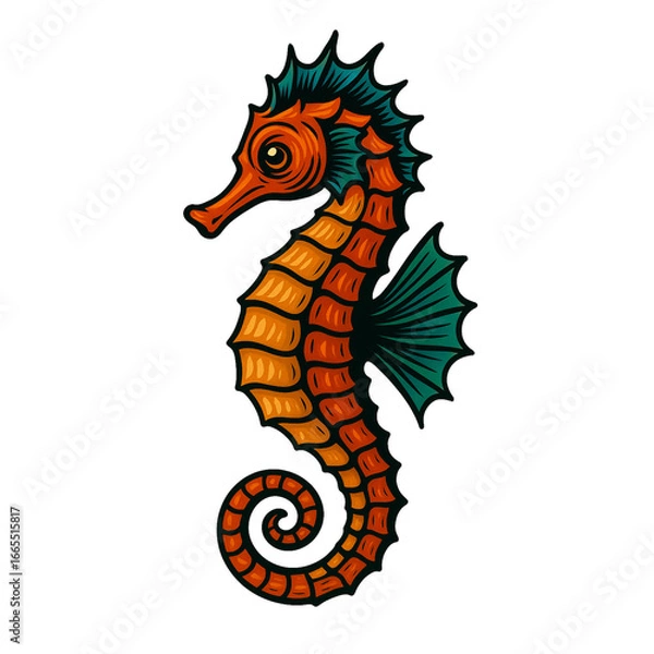 Obraz タツノオトシゴのビンテージ風素材