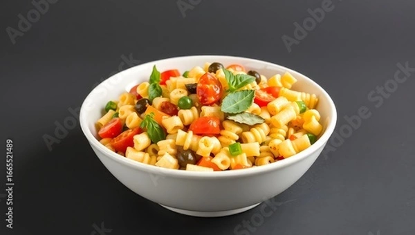 Obraz A fresh, vegetarian salad with bowls of beans, corn, and a colorful mix of peas and peppers