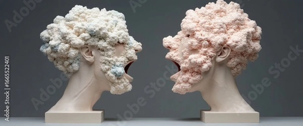 Obraz Abstract Sculptures of Arguing Heads
