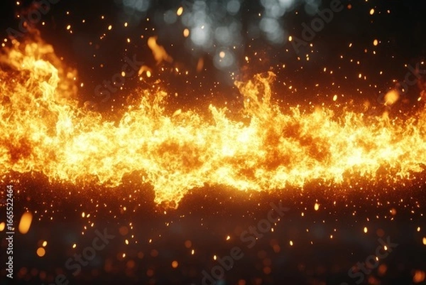 Obraz Fiery stream against dark background