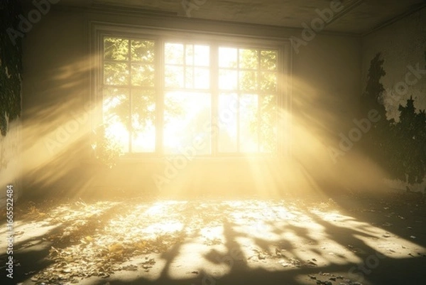 Obraz Abandoned room bathed in sunlight