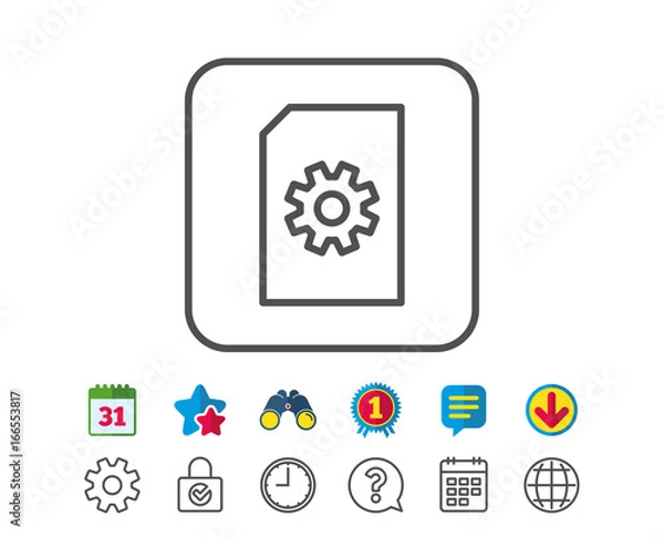 Fototapeta Document Management icon. File with Cogwheel.