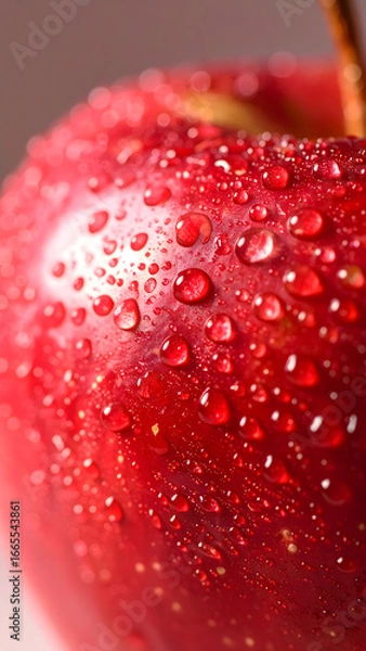 Fototapeta 水滴のついた林檎のマクロ画像