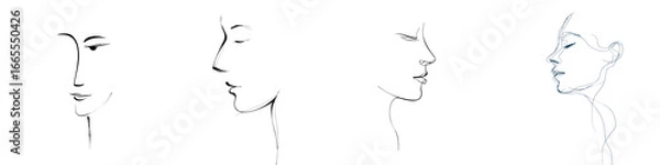 Fototapeta Elegant Art Faces - Minimalist Portrait Sketches