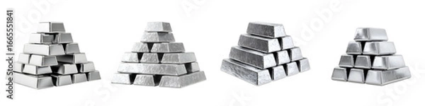 Fototapeta Stacks of Silver Ingots: Wealth and Investment Piled High