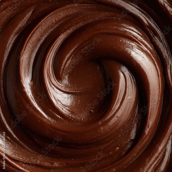 Fototapeta Close-up of rich chocolate pudding 111 with a smooth texture --