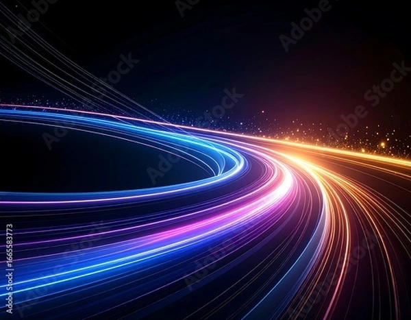 Fototapeta Light Trails with Night City, Speed, and Motion.