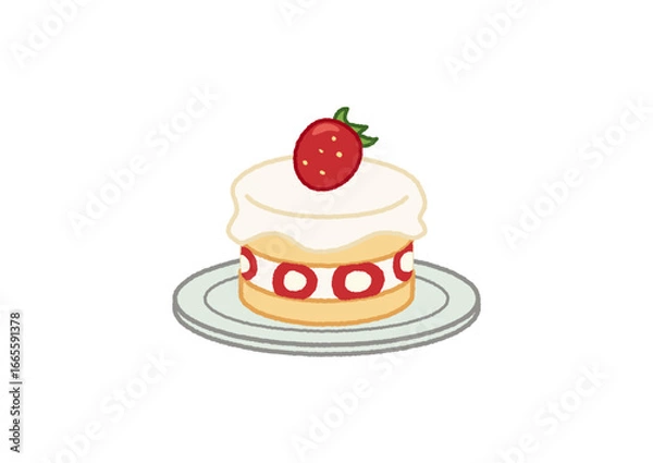 Obraz カフェメニュー イラスト 苺のケーキ