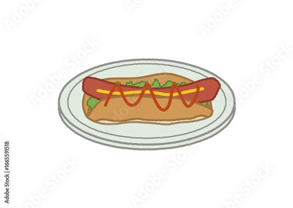 Obraz カフェメニュー イラスト ホットドッグ