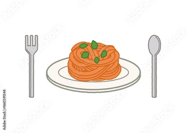 Obraz カフェメニュー イラスト パスタ